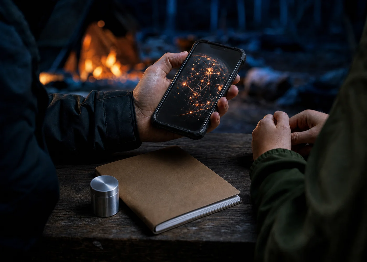 A Scout and adult leader reviewing a privacy-conscious digital fire network